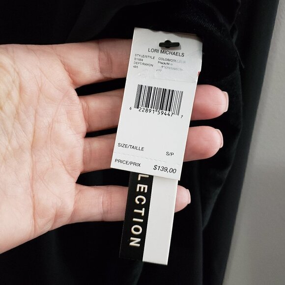 NEW Lori Michaels Little Black Dress Velour Sz S - Picture 8 of 10